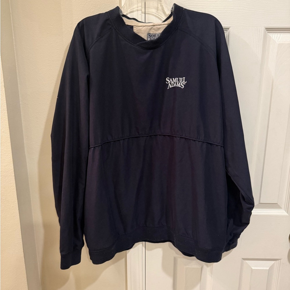 Embroidered Samuel Adams Logo Pullover Windbreaker Jacket Navy Blue XXL
